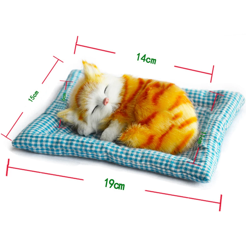 Lovely Simulation Doll Plush Sleeping Cat with Sound peluche Cat With Nest Car Desk Ornaments Kids Gift Photo Prop Cat Toys