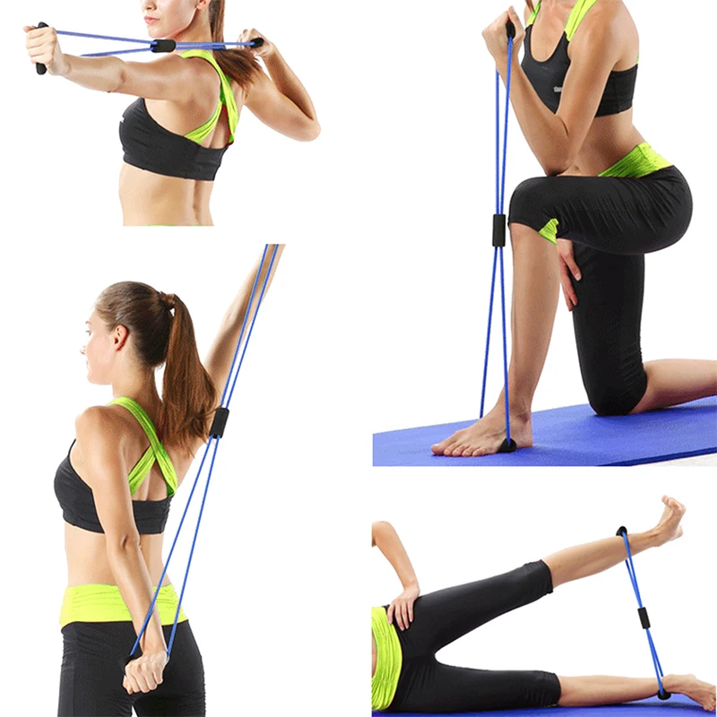 

2019 Newest Yoga Gum Fitness Resistance 8 Word Chest Expander Rope Workout Muscle Rubber Elastic Bands for Sports Exercise Sport