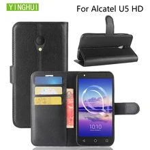 Leather flip Case Cover For Alcatel U5 HD 5047 5047D 5047Y phone case cover flip leather case cover wallet card holder book Case