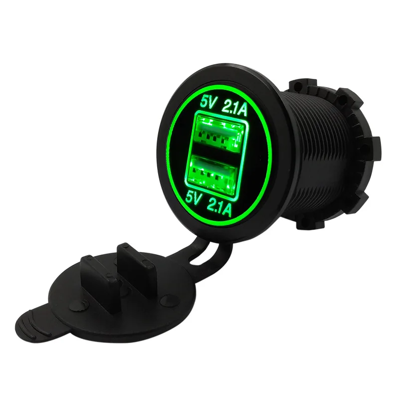 

12V-24V Dual USB Car Charger Cigarette Lighter 2 Port USB Car Charger With Led Light Power Adapter For Motorcycle Auto Truck ATV