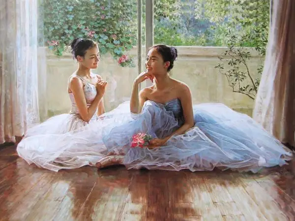 Canvas Painting Print For Home Decoration Unframed Two ballet dancers chatting Modern Wall Art Picture for Living room | Дом и сад
