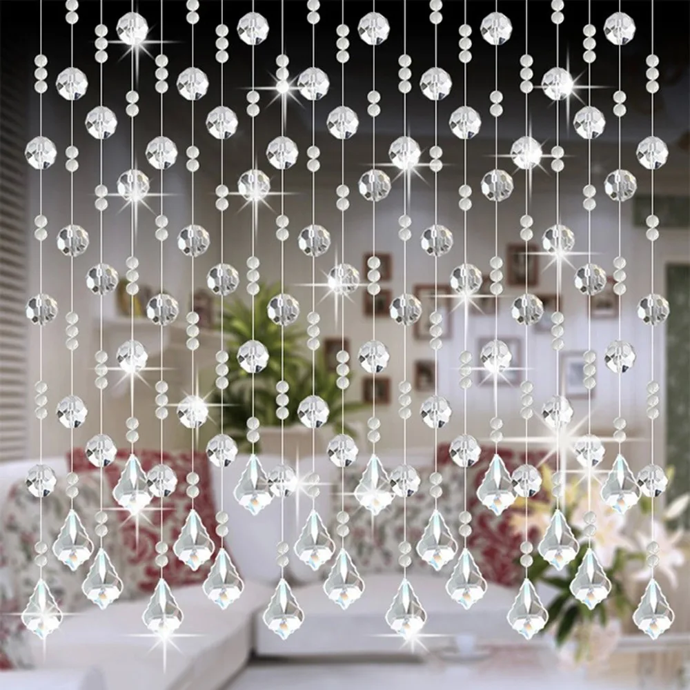 

Crystal Glass Bead Curtain Luxury Living Room Bedroom Window Door Wedding Decoration New Fashion Curtain Garden Tool Supplies