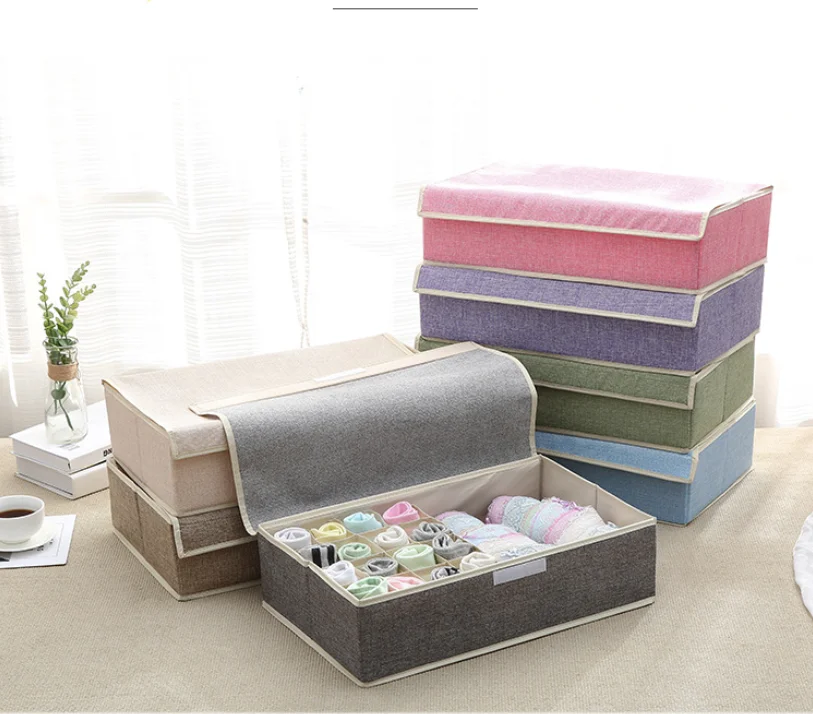 

17 Grids Washable Underwear Storage Box foldable Bras Socks Storage Drawer Organizer Large Capacity Closet Wardrobe