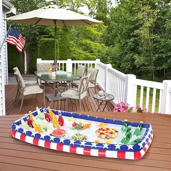 

Outdoor Inflatable Buffet Cooler Server Patriotic Red White Blue Blow Up Cooling Tub Inflatable Tray Bandeja de hielo de agua RT