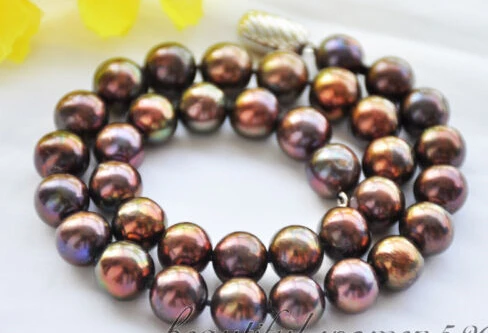 

~~ BJC 00131 brown round freshwater pearl necklace Discount AAA