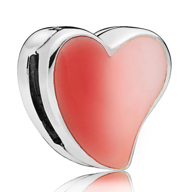 

New 925 Sterling Silver Bead Charm Reflexions Asymmetric Heart Of Love Clip Stopper Lock Beads Fit Pandora Bracelet Diy Jewelry