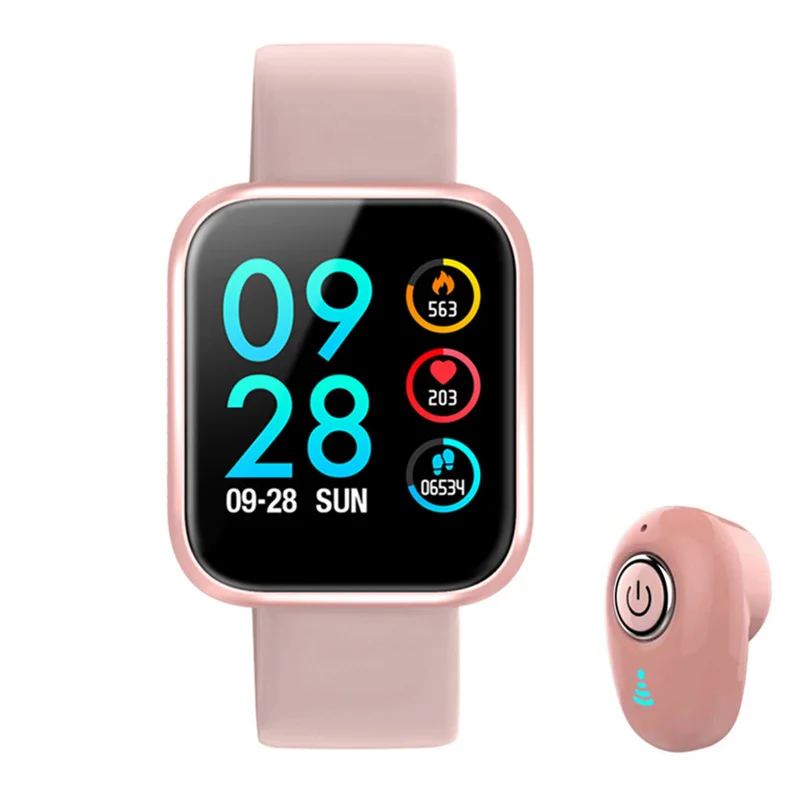 

P68 Pro+bluetooth earphone/set men's women smart watch compatible with ios and android waterproof ip68 fitness bracelet reloj