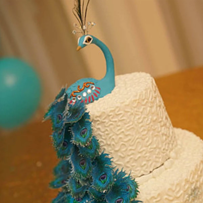 Edible Peacock Feather Pre Cut Wafer Cupcake Toppers Pretty Cake