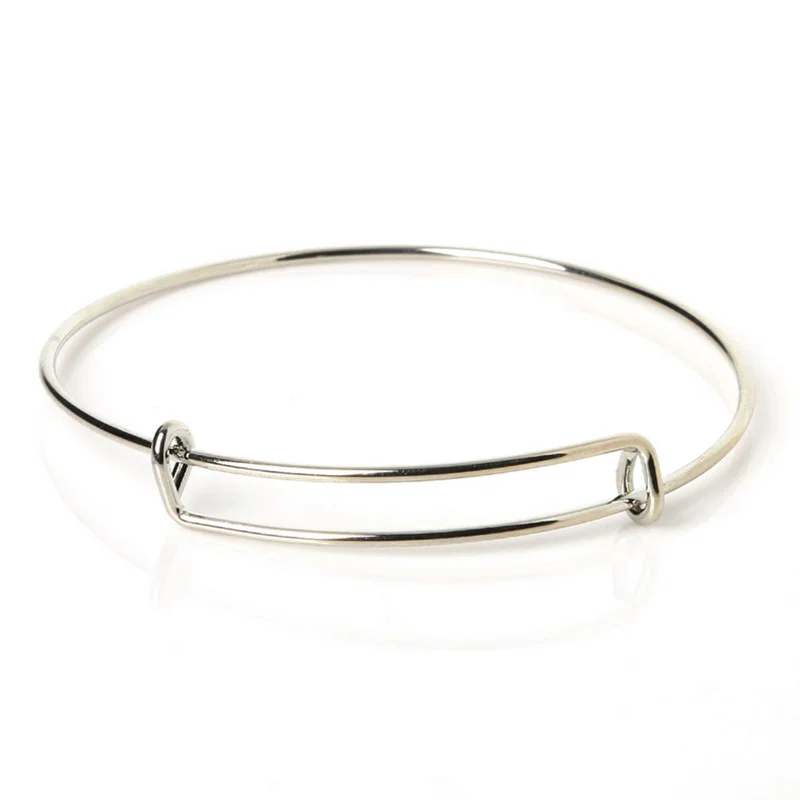 Adjustable Fashion Women Bracelet Metal Silver Bangles Simple Design