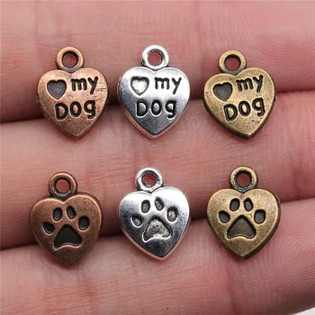 

WYSIWYG 30pcs 13x10mm Dog Paw Charm Pendante Love My Dog For Jewelry Making Dog Paw Print Pendant Charm