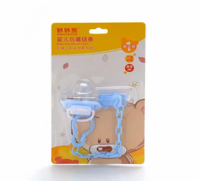 Baby silicone pacifier newborn infant pacifier with chain clip teether Soother Dummy Nipple with chain pacifier with chain clip 2