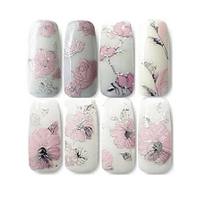 1 Sheets 3D Design Beautiful Pink Flower Nail Art Nail Sticker Nails Decal Nail Tools