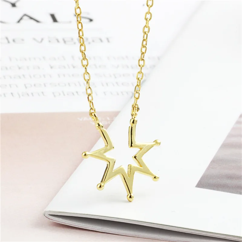 golden geometric necklace woman 100% 925 Sterling silver nacklace Jewellery Clavicle chain pendant charms gift
