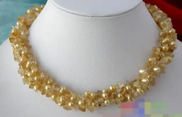 

3549 3ROW GOLD RICE FW CULTURED PEARL CRYSTAL NECKLACE