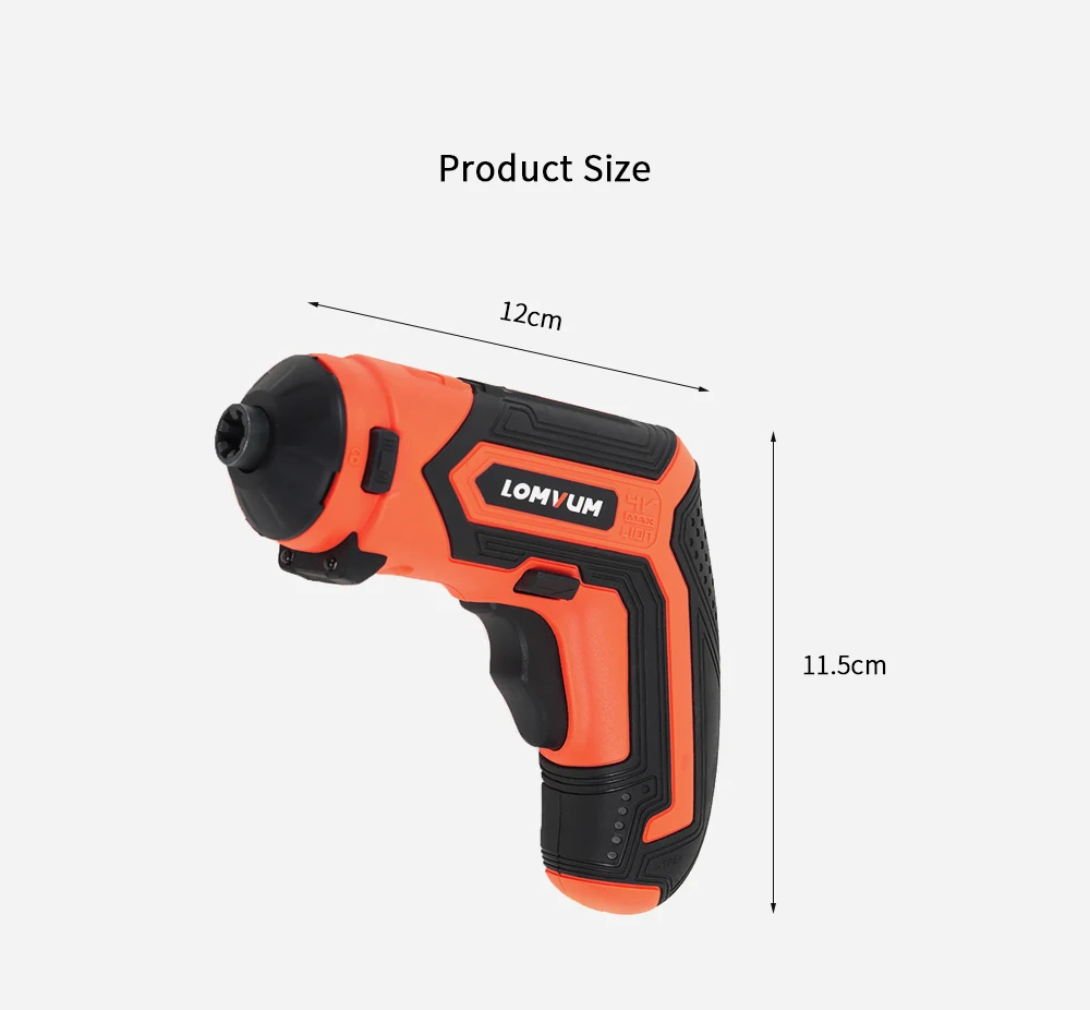 LOMVUM Беспроводная электрическая 4 в литий-ионная отвертка многофункциональная Бытовая аккумуляторная электрическая дрель электроинструменты светодиодный светильник