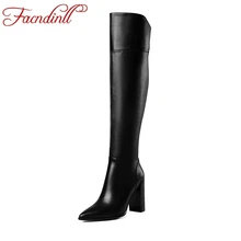 FACNDINLL new genuine leather women over the knee high boots high heel;s pointed toe zipper shoes woman riding boots black beige FACNDINLL new genuine leather women over the knee high boots high heel;s pointed toe zipper shoes woman riding boots black beige