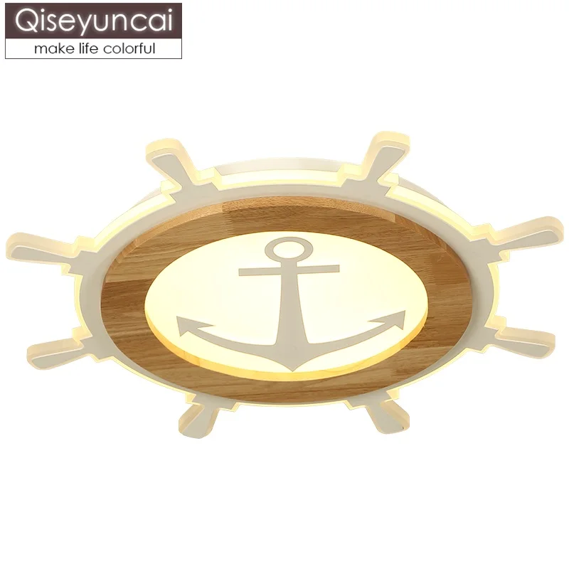 

Qiseyuncai Nordic simple round children's room ceiling lamp living room study room male girl room solid wood lamps free shipping
