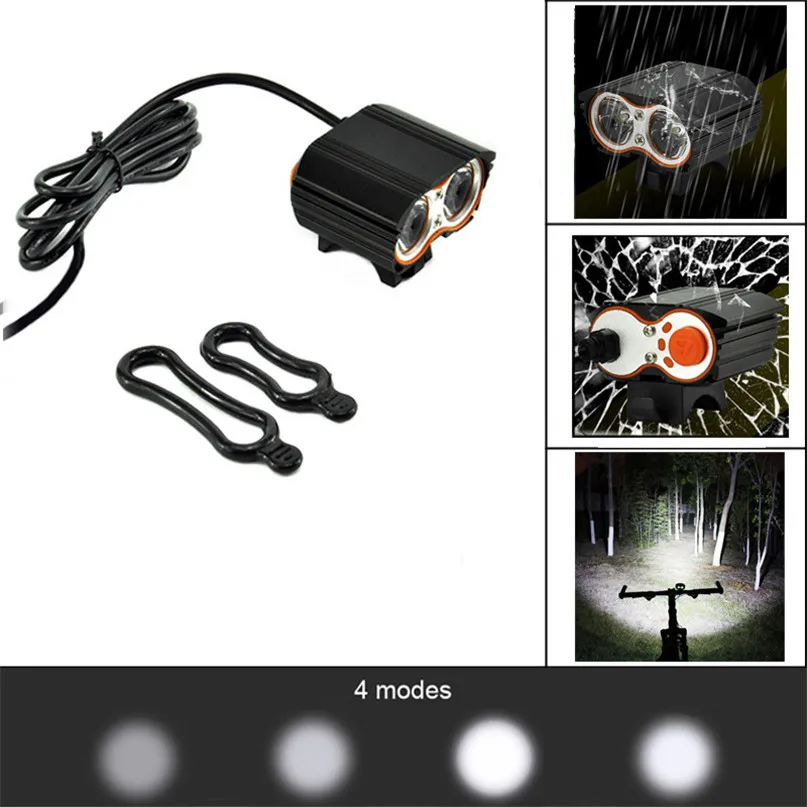 Bicycle Light USB Head lamp 2000LM 2 X XM-L T6 LED USB Waterproof Lamp Bike Bicycle Headlight lantern for a bicycle #2M30 (2)