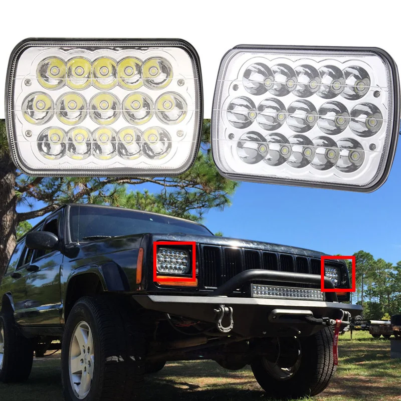 ch LED Headlights 27450C Of Rectangular 5X7 GM Ford Van Jeep XJ YJ