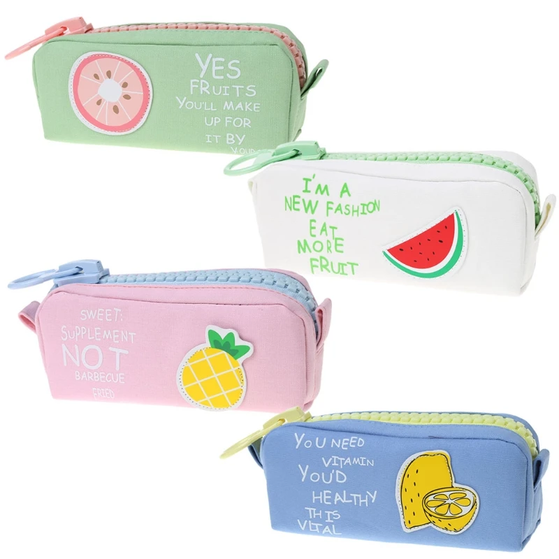 

Fruits Pencil Bag Big zipper Canvas School Pencil Case Stationery Supplies New Design