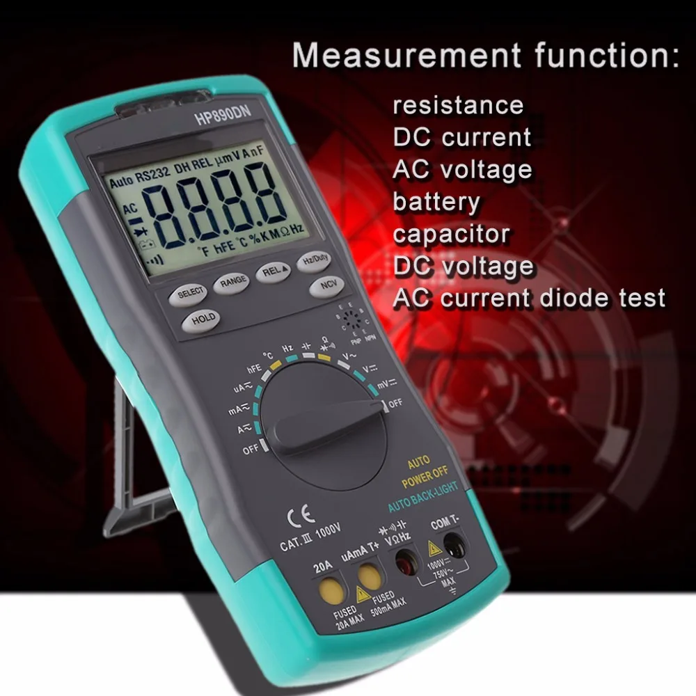 

HoldPeak High Reliability Digital Multimeter Meter Amp/Ohm/Volt Tester with Backlight LCD Display Tool New