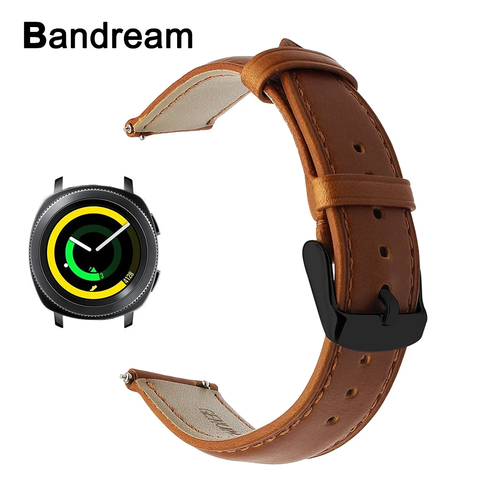 

Genuine Calf Leather Watchband 20mm for Samsung Gear Sport Garmin Vivoactive3 Quick Release Watch Band Steel Clasp Wrist Strap