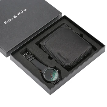 

Business Men's Quartz Watch Leather Watch Band Soft Wallet Gift Set Top Luxury for Husband New Arrival 2019 reloj masculino