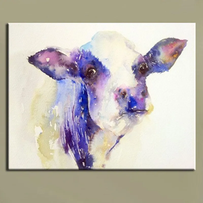 Funny-Cartoon-Sheep-Picture-Modern-Abstract-Decor-Wall-Art-Handmade-Acrylic-Paintings-Handpainted-Animal-Oil-Painting