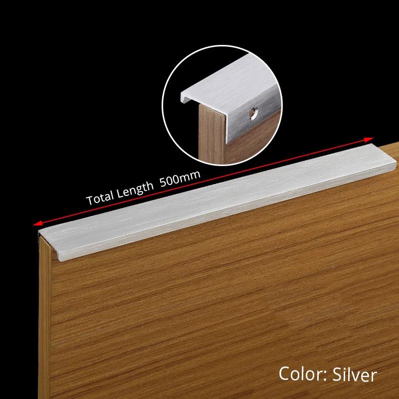 Sleek Black & Silver Hidden Cabinet Handles - Zinc Alloy Drawer Pulls & Knobs