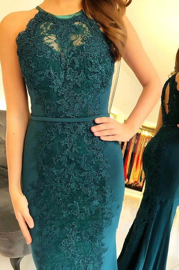 Dark Green Lace Mermaid Evening Dresses Long 2019 vestidos de fiesta de noche Special Occasion Dress Formal Women Gowns