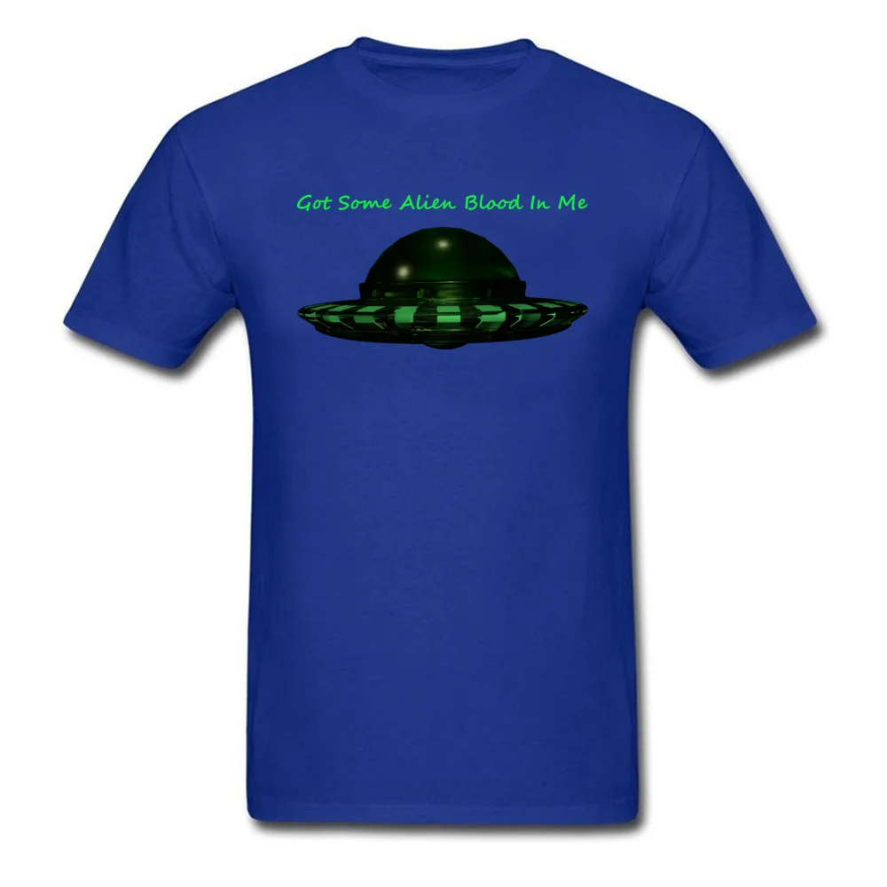 New Design Men T-Shirt Casual Custom Tops & Tees 100% Cotton Short Sleeve Normal T-shirts Crew Neck Wholesale Got Some Alien Blood In Me blue