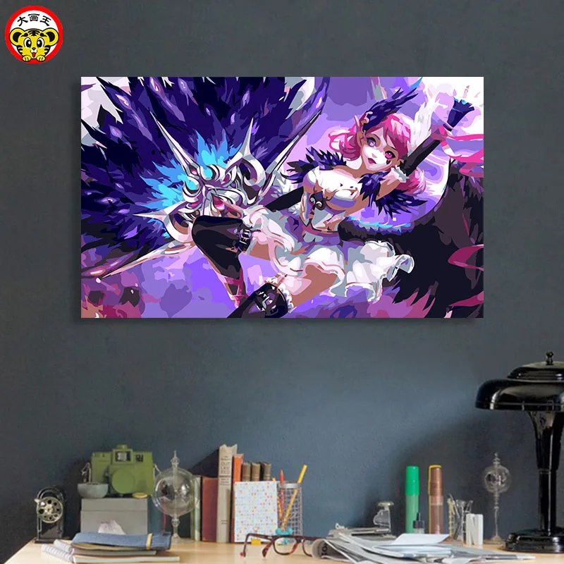 Большая нарисованная DIY картина по номерам Лига Легенд игра Рисунок Athena Zhao Yunxiao Qiao