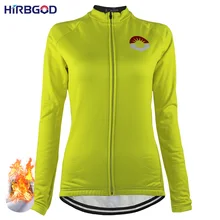 HIRBGOD, простые майки для горного велосипеда с длинным рукавом, женская желтая Высококачественная Теплая Флисовая велосипедная одежда, Ropa Ciclismo, NR188