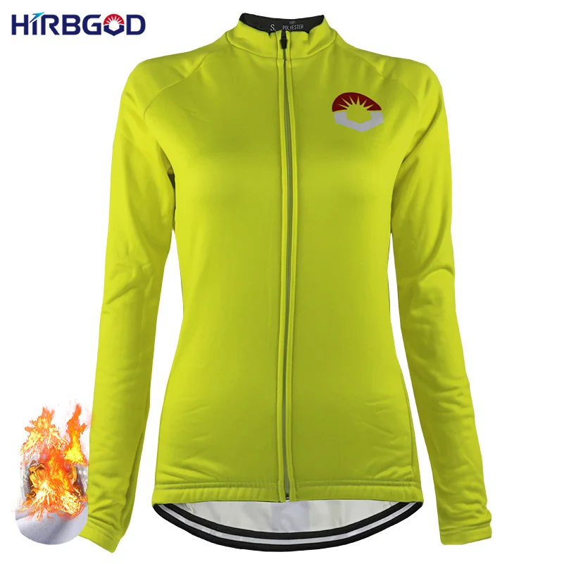 HIRBGOD 2017 Simple Mountain Bike Jerseys Long Sleeve Women Yellow High