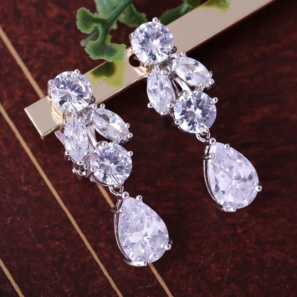 AAA Cubic Zirconia Clip Earrings Clear Zircon Stone Non Piercing