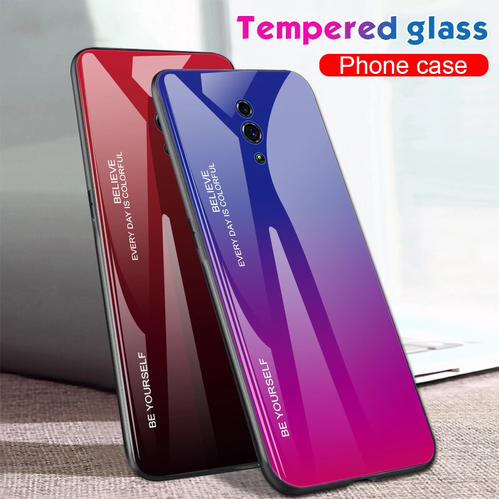 

Gradient Glass Case For OPPO RENO 10X Cover Case for OPPO Realme X 3Pro R19 R17 Pro R15X Find X F11Pro K1 K3 Capa Fundas Coque