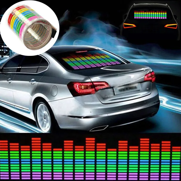 

New Car Sticker Music Rhythm LED Flash Light Lamp Colorful Flash Sound Activated Equalizer Car Atmosphere Led Light 18Jan11