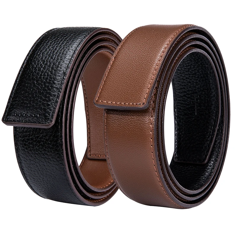 Men's Vintage Belt Genuine Leather Cow Skin Strap No Buckle Fashion Casual Belts 