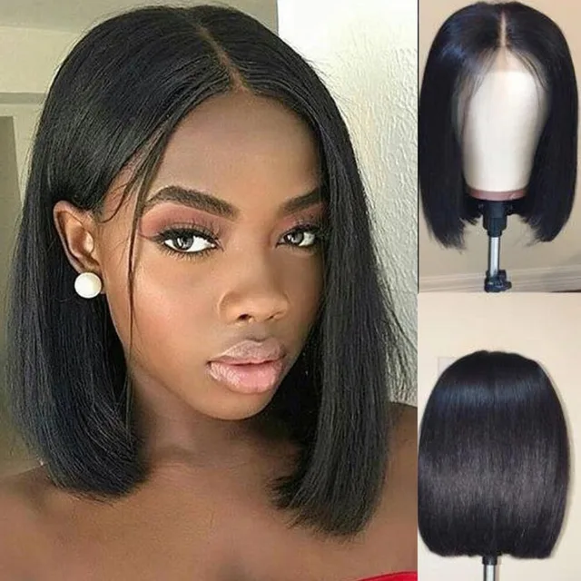 Straight Human Hair Bob Short Human Hair Wigs With Baby Hair Virgin Lace Front Wigs For Black Women 8-12inch