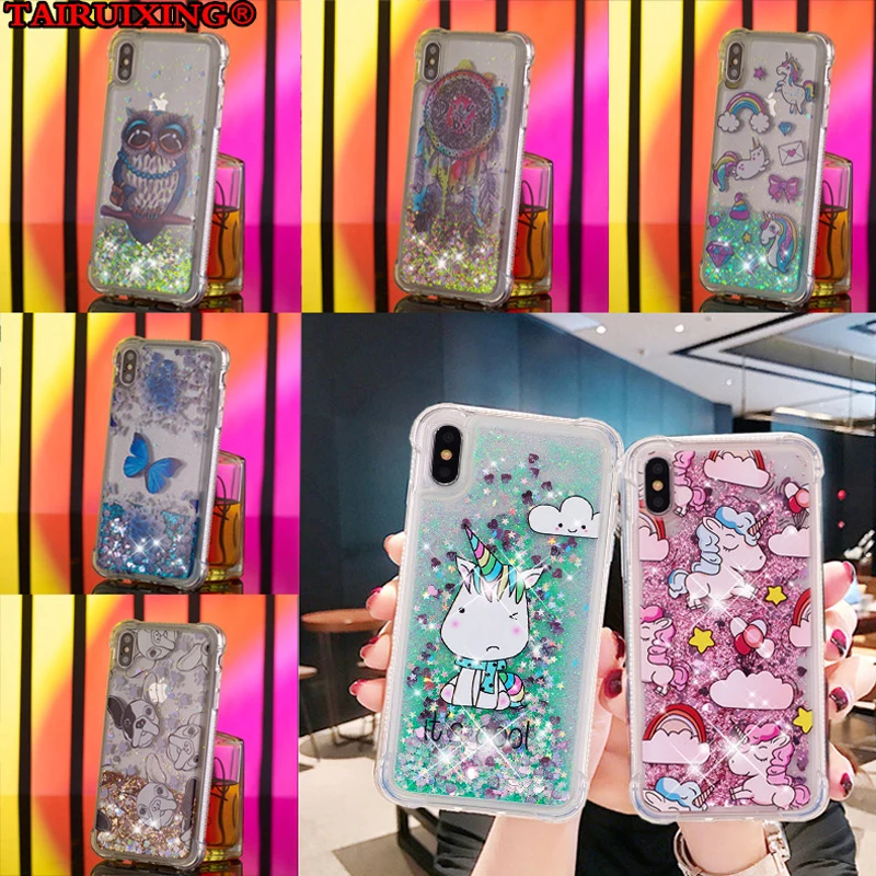 

Liquid Case For Sansung Galaxy A3 A5 A6 A7 A8 S5 S6 S7 S8 S9 Edge Plus 2016 2017 2018 Note8 Cartoon Unicorn Soft Silicone Cover