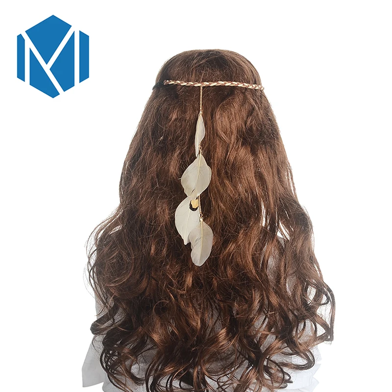 

MISM Women Boho Headband Wedding Feather Leaf Bohemian Festival Crown Hair Accessories for Girls Bridal Bridesmaid Headwear