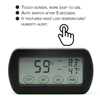 

Small LCD Touch Digtal Display Egg Incubator Thermometer Hygrometer Meter Measurement of Humidity Temperature Alert Machine