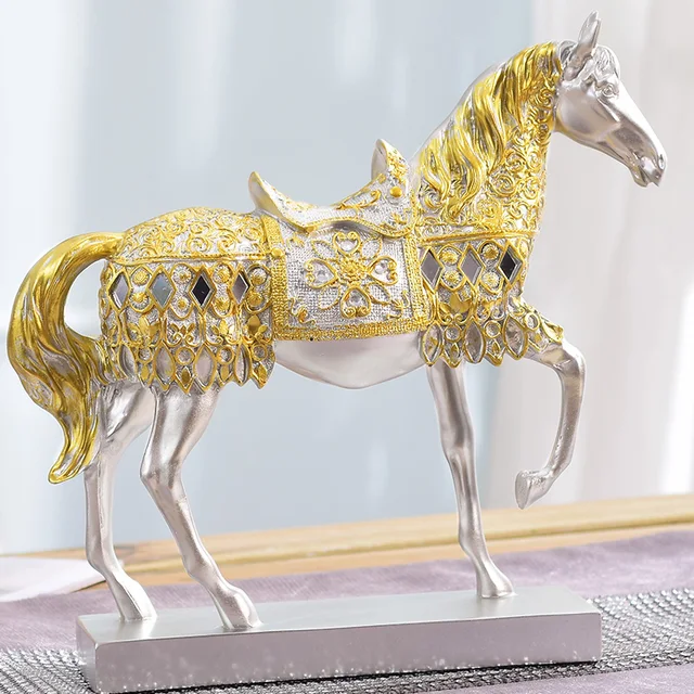 1 Pieces Home Decorations Tatue Decor Accessories Resin 1 Pieces Home Decorations Tatue Decor Accessories Resin Crafts Gold Horse Statue Living Room