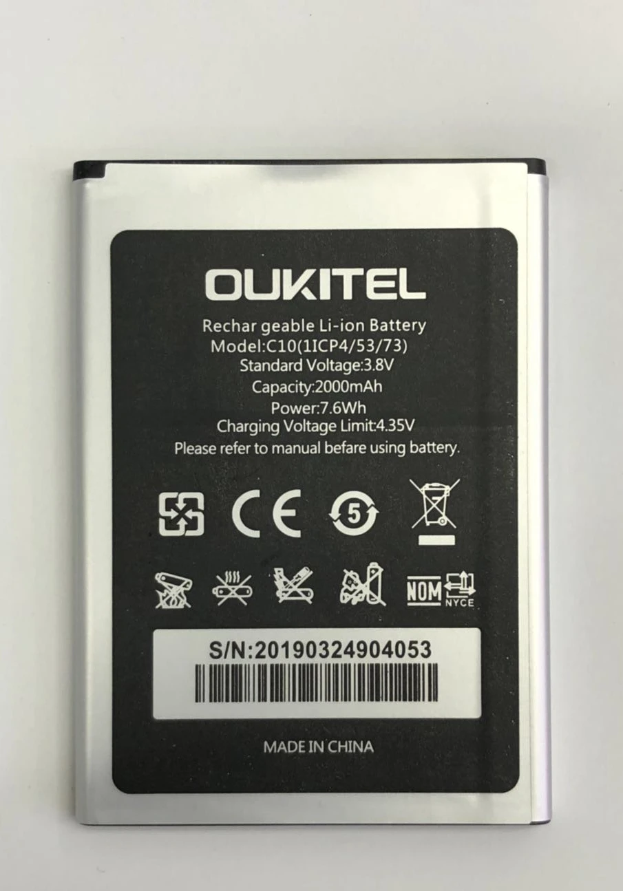 Oukitel C10 аккумулятор 100% оригинал 2000 мАч запасная батарея для мобильный