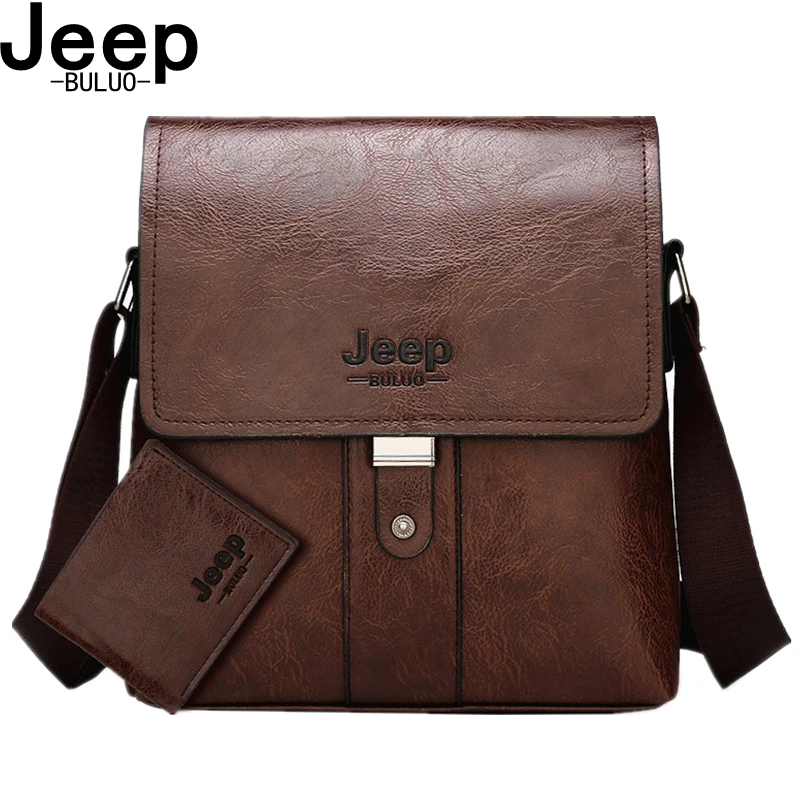  JEEP BULUO Brand Fashion Casual pu Leather Bags Men's Shoulder Bag Set Big Crossbody Business Messe
