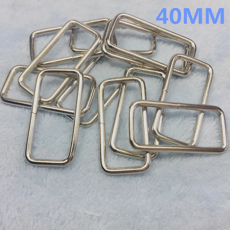 40mm Rectangle Metal Dee Ring D Webbing Belt Ribbon Buckle Strap Adjuster (Silver)