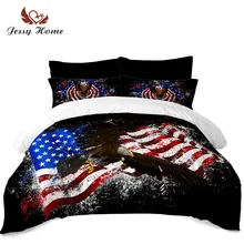 Colorful American Flag Bedding Set National Bird Bald Eagle Print Duvet Cover King Queen Bed Cover Pillowcase Festival Gift D45