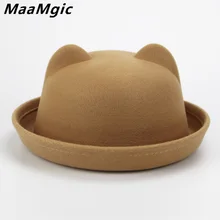 Детская шерстяная шапка-котелок для девочек и мальчиков, фетровые шляпы, купольная шапка, детские милые зимние шапки, детские шапки, фетровые шляпы, новинка года, подарок
