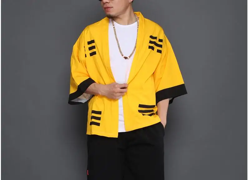 2020 homens quimono japonês roupas streetwear casual