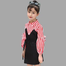 Abesay Autumn Long Sleeve Dresses For Girls Striped Girls Dresses Fashion Dresses Kids Teenage Winter Kids Clothing 6 8 12 Years